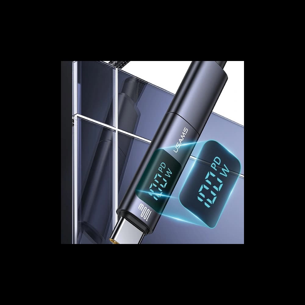 Adaptor USAMS US-SJ682 AU18 USB-C / USB-C Digital Display 100W oțel/aluminiu - 7