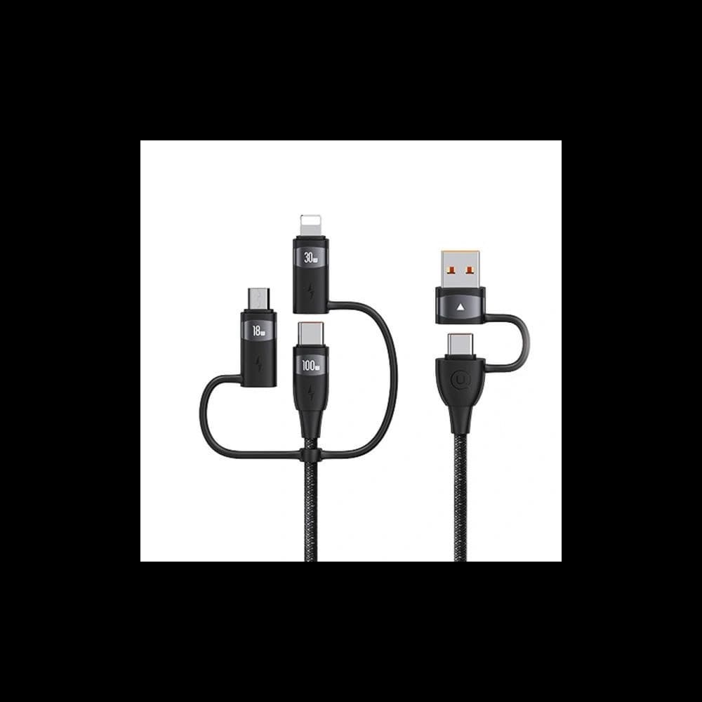 Kabel USAMS US-SJ645 U85 USB-A+USB-C/USB-C, Lightning, microUSB 6w1 1,2m 100W PD Schnellladung schwarz/black - 1