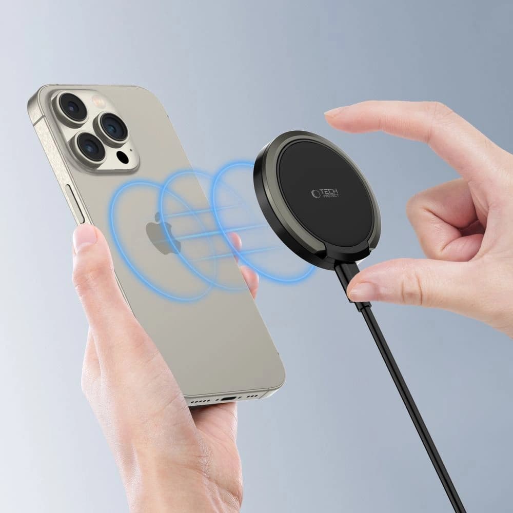 Încărcător wireless Tech-Protect QI15W-A33 Magnetic MagSafe Wireless Charger Black - 6