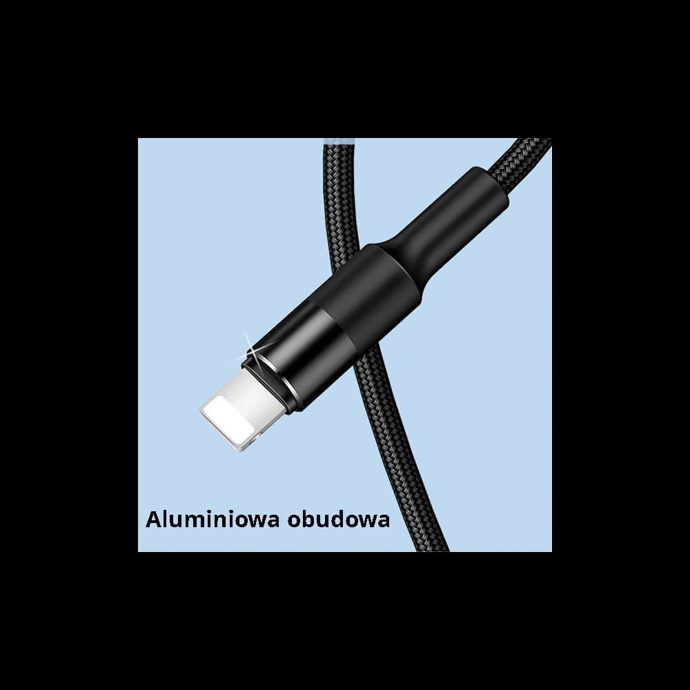 Kábel 3w1 USAMS U5 US-SJ219 USB-A / Lightning / microUSB / USB-C 1,5m 2A fekete/black - 7