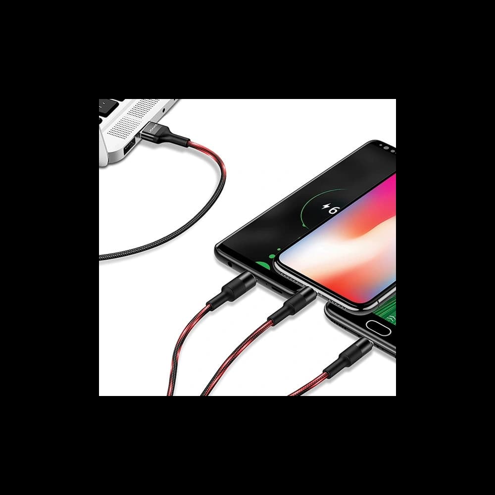 Kábel 3w1 USAMS U5 US-SJ219 USB-A / Lightning / microUSB / USB-C 1,5m 2A fekete/black - 10