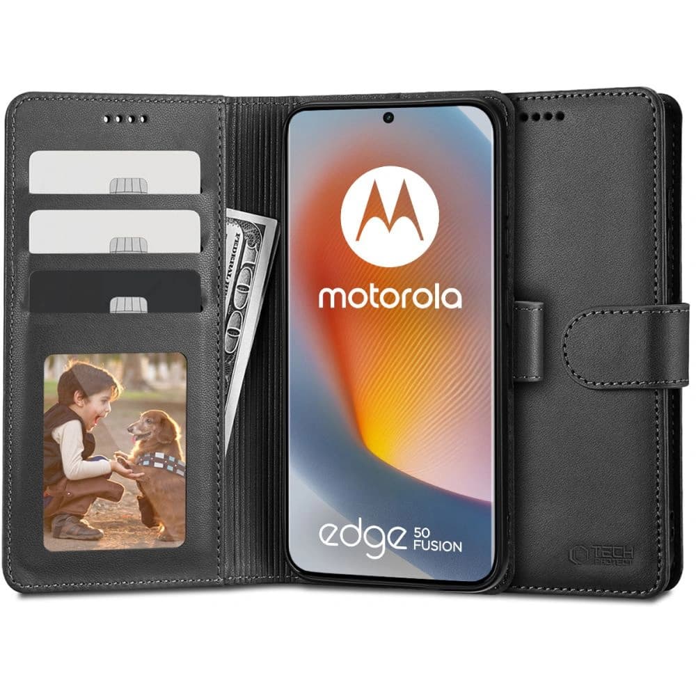 Etui Tech-Protect Wallet Motorola Edge 50 Fusion 5G černé
