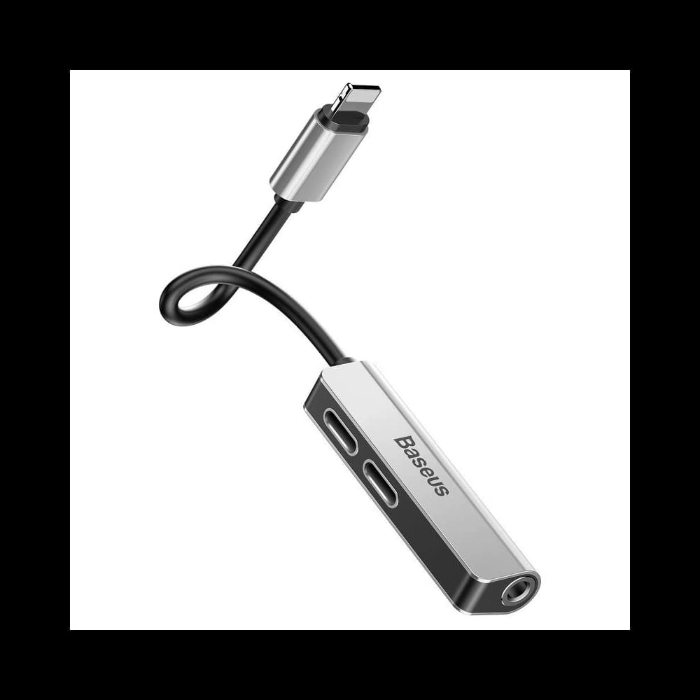 Adaptér Audio Baseus L52 Lightning na Mini Jack 3.5mm a 2x Lightning (stříbrný) - 3