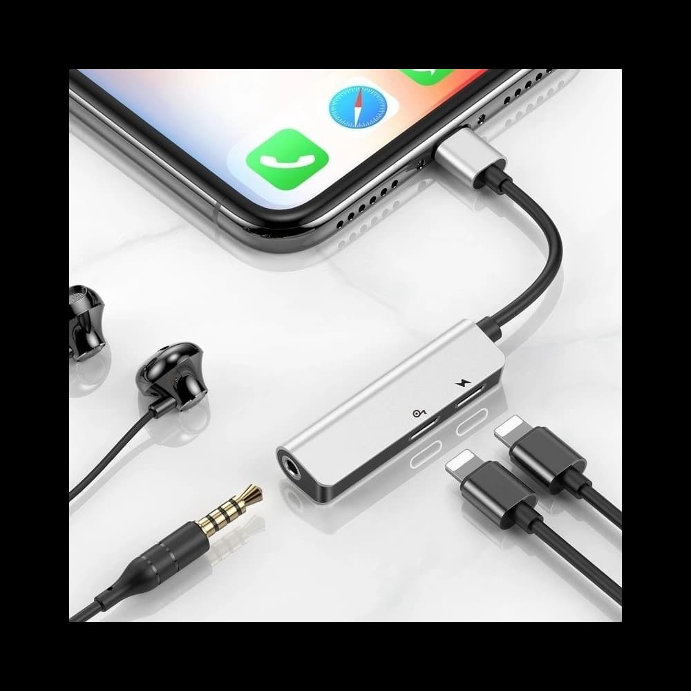 Adaptér Audio Baseus L52 Lightning na Mini Jack 3.5mm a 2x Lightning (stříbrný) - 4
