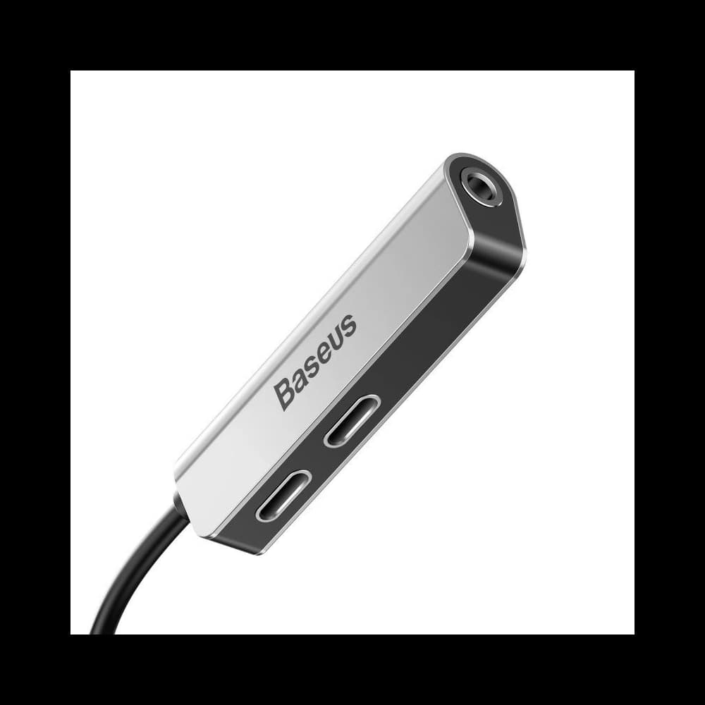 Adaptér Audio Baseus L52 Lightning na Mini Jack 3.5mm a 2x Lightning (stříbrný) - 5