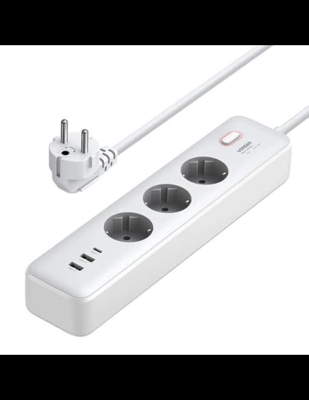 Listwa zasilająca UGREEN CD286 3xAC, 2xUSB-A, USB-C 30W 2m biała