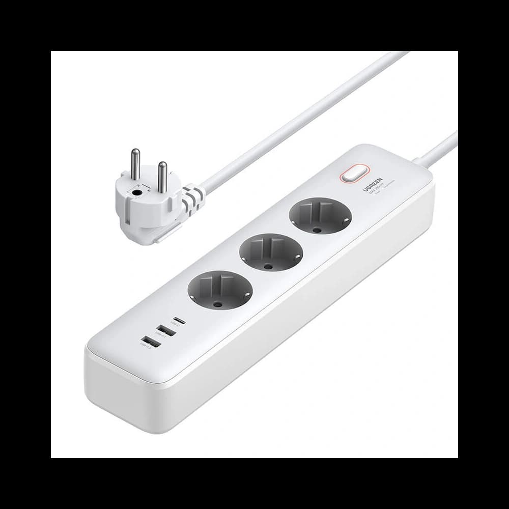 UGREEN CD286 power strip 3xAC, 2xUSB-A, USB-C 30W 2m white - 1