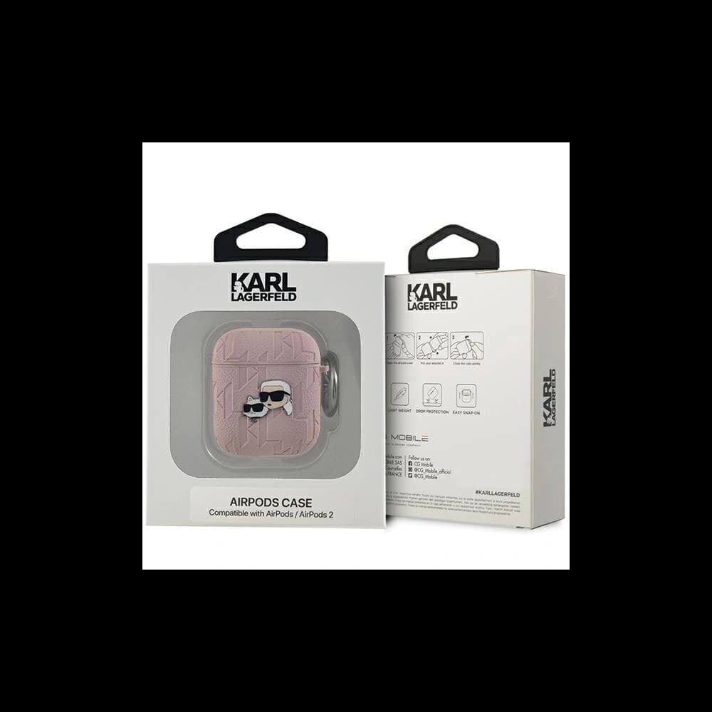 Etui Karl Lagerfeld KLA2PGKCPP Apple AirPods 1/2 kryt Monogram Karl & Choupette Head růžový/pink - 3