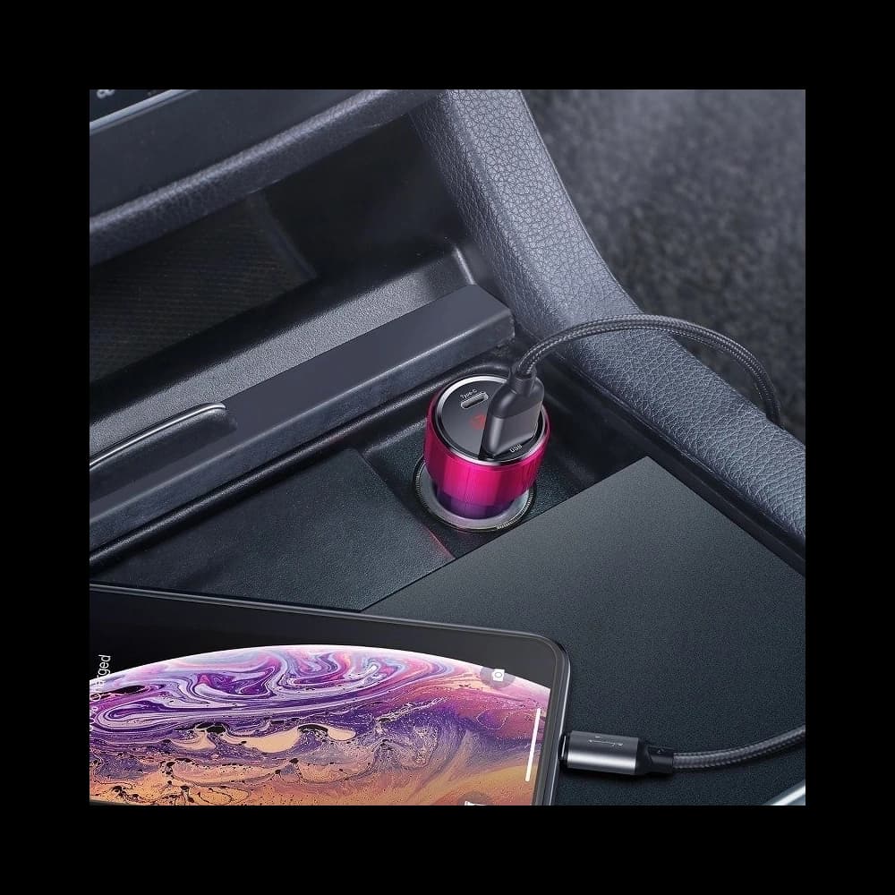 Autós töltő Baseus Magic USB + USB-C QC 4.0 PD 45W (piros-kék) - 6