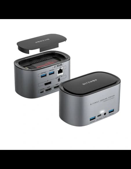 Dokovací stanice 14v1 Blitzwolf BW-TH12 DC, 4xUSB-A 3.0, 3xUSB-C, M.2 SATA 3.0 SSD, 2xHDMI, DP, RJ45, jack 3.5mm