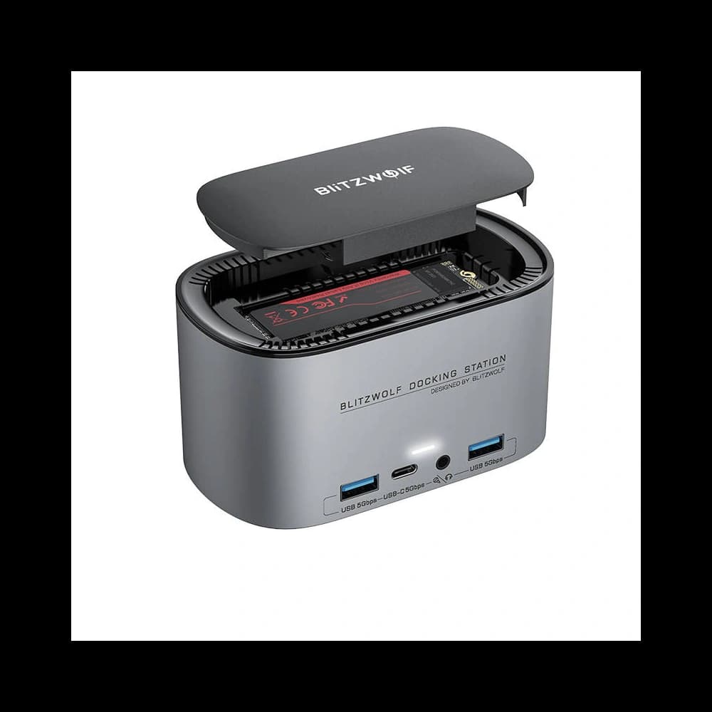 Dokovací stanice 14v1 Blitzwolf BW-TH12 DC, 4xUSB-A 3.0, 3xUSB-C, M.2 SATA 3.0 SSD, 2xHDMI, DP, RJ45, jack 3.5mm - 3