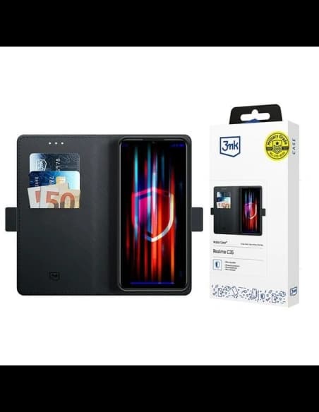 Etui cu clapetă 3MK Wallet Case Realme C35 negru/black