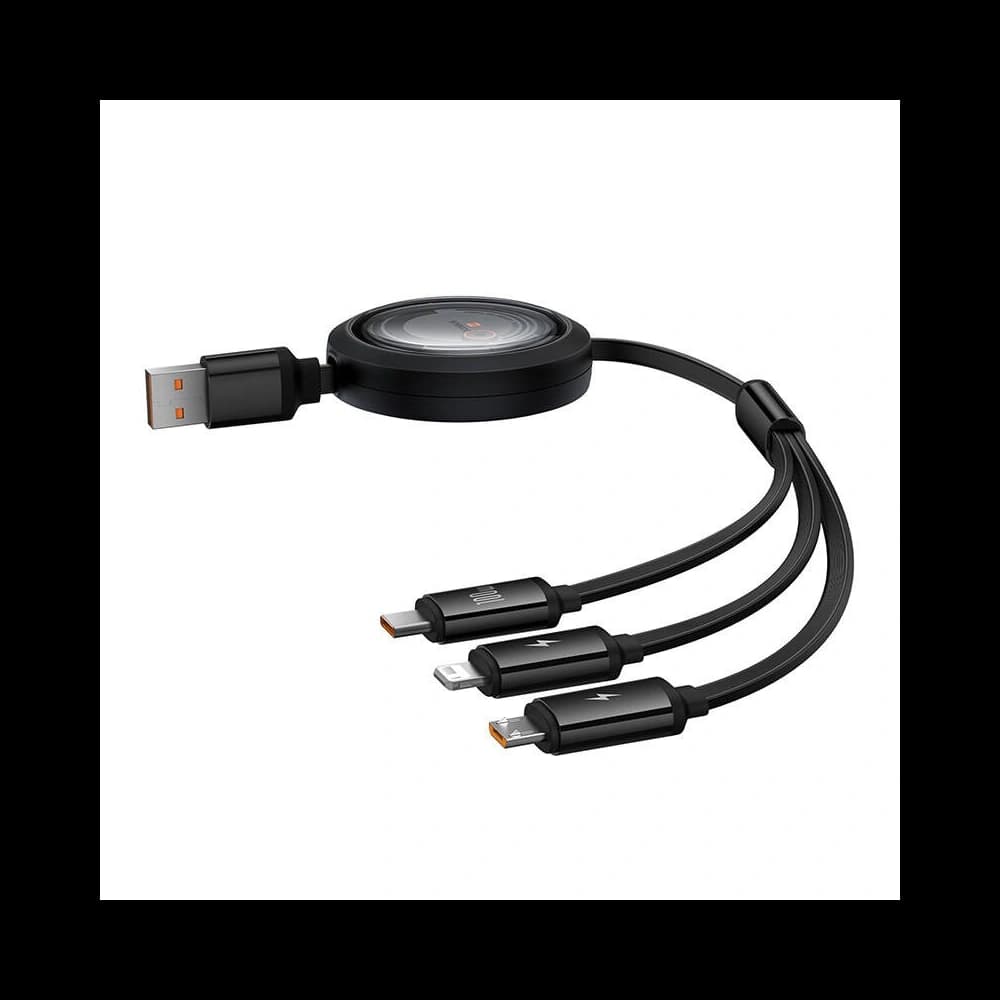 Kábel 3w1 Baseus Free2Draw USB/A / microUSB, Lightning, USB-C, 100W, 1.1 m (fekete) - 2