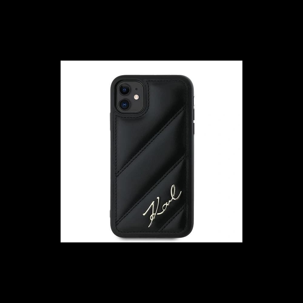Karl Lagerfeld KLHCN61PQDSMGK Apple iPhone 11 / XR hardcase Diagonal Quilted Script black - 3