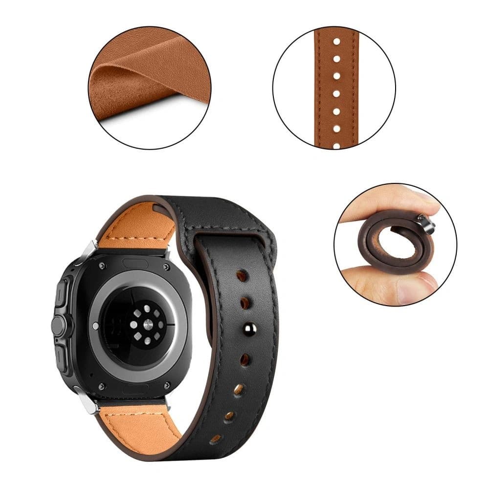 Pasek Tech-Protect Leatherfit Samsung Galaxy Watch Ultra 47mm Fekete - 3