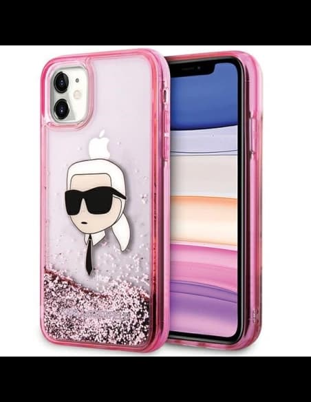 Karl Lagerfeld KLHCN61LNKHCP Apple iPhone 11/XR hardcase Glitter Karl Head pink