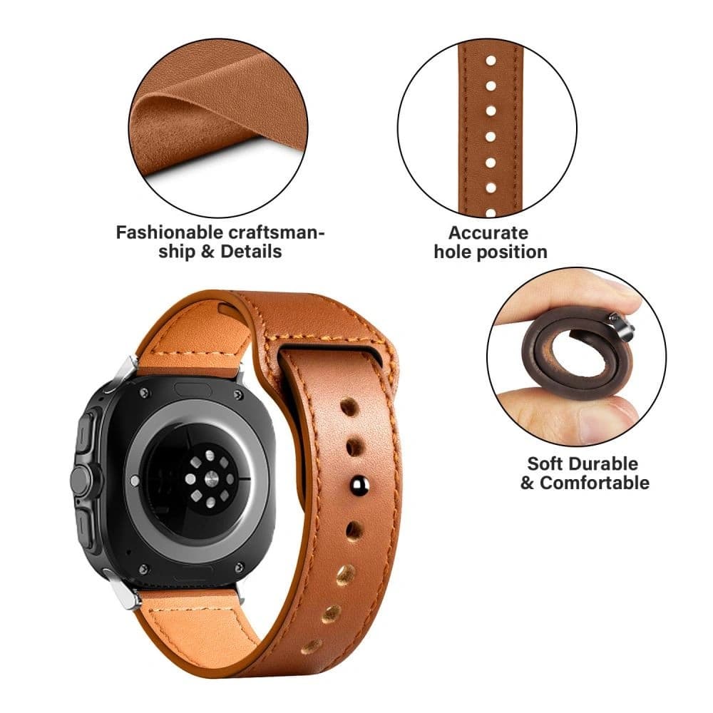 Pasek Tech-Protect Leatherfit Samsung Galaxy Watch Ultra 47mm Barna - 3