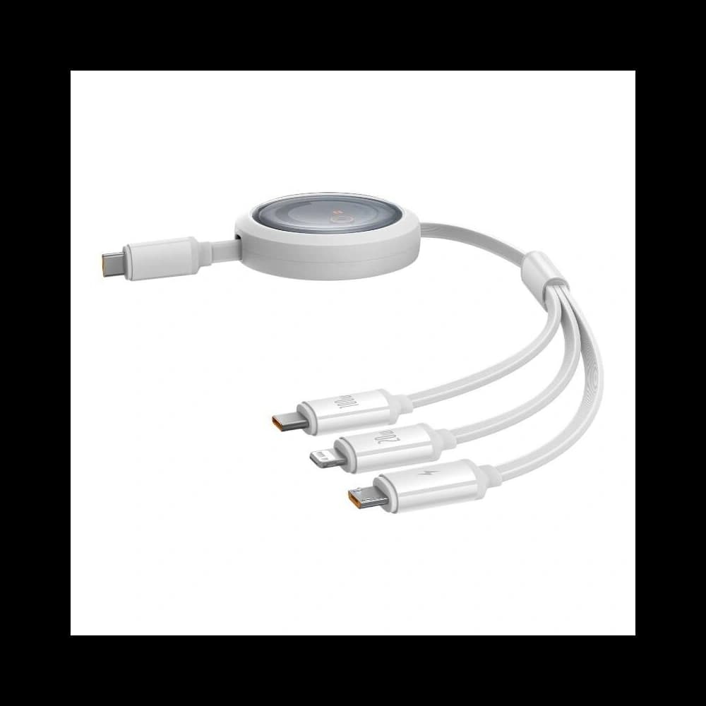 Kábel Baseus Free2Draw 3w1 USB-C / USB-C, Lightning, MicroUSB 100W 1.1m fehér - 2