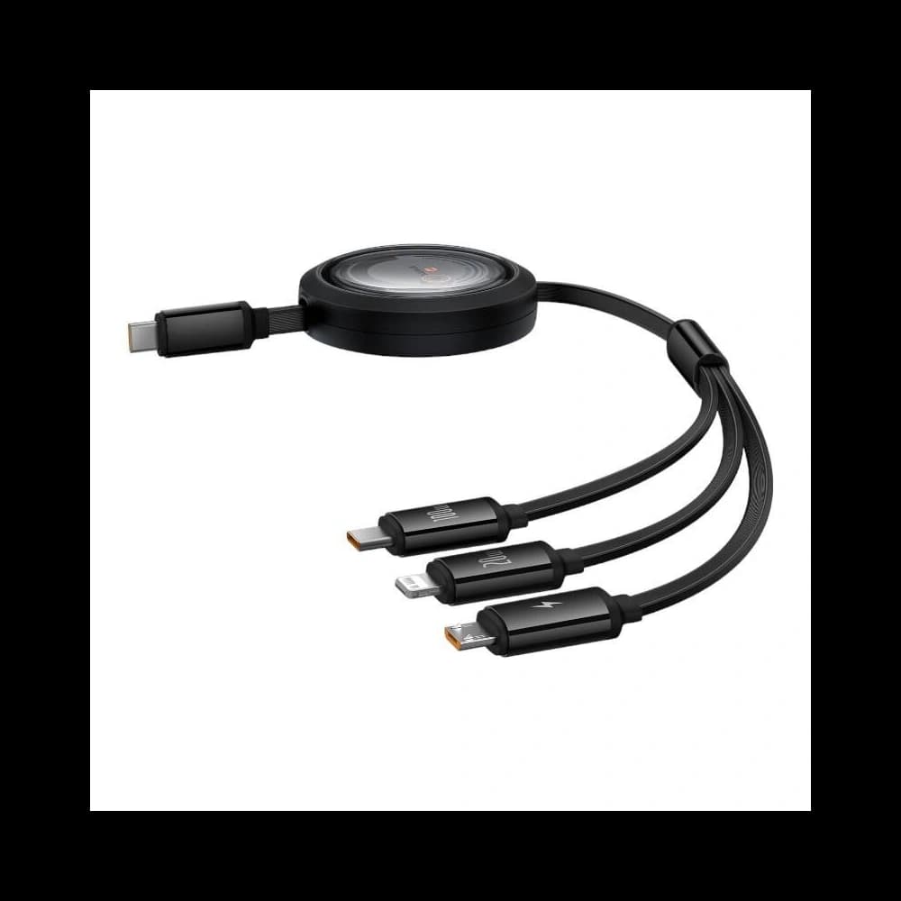 Kábel Baseus Free2Draw 3w1 USB-C / USB-C, Lightning, MicroUSB 100W 1.1m fekete - 2