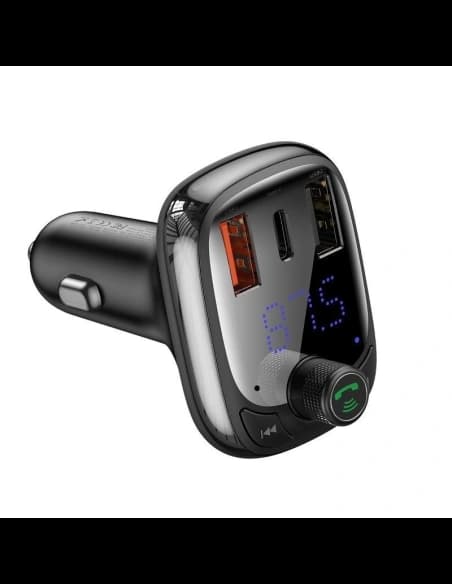 Transmițător FM Baseus T tip Bluetooth 5.0, 2xUSB, USB-C, PD, QC 3.0, microSD