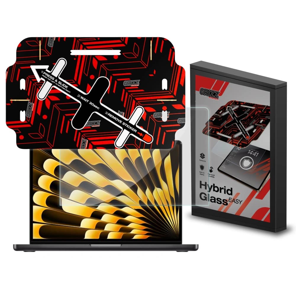 Hybridní sklo GrizzGlass HybridGlass Easy pro Apple MacBook Air 13" 2023