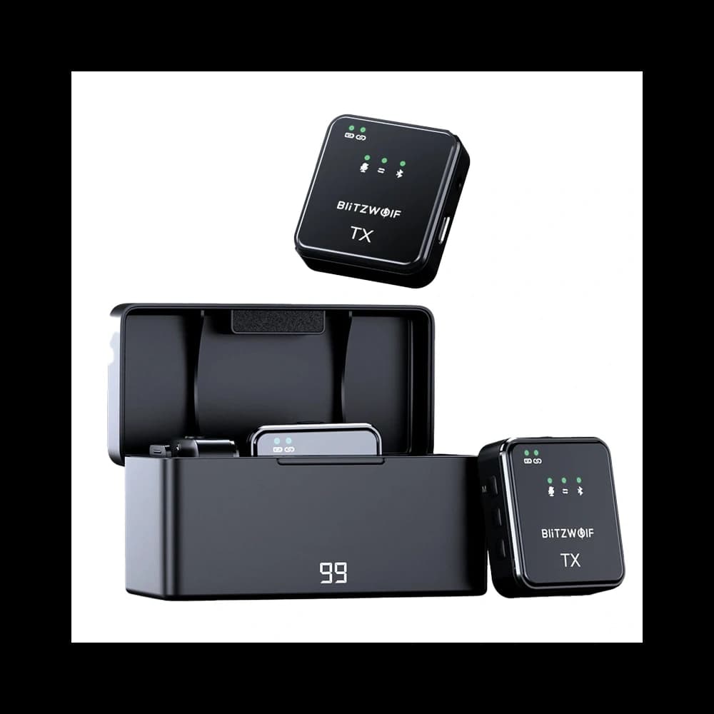 Vezeték nélküli mikrofon BlitzWolf, BW-SX63, 1000mAh (fekete) - 1