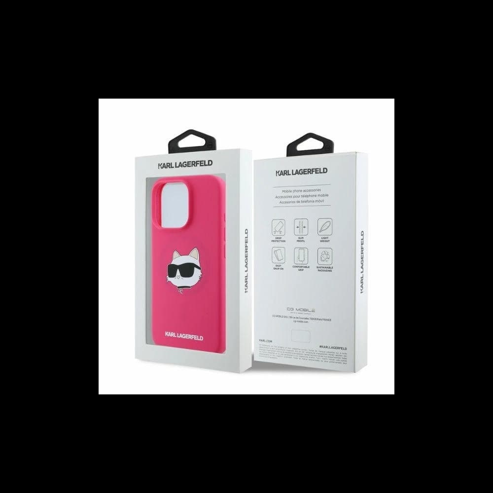 Eset Karl Lagerfeld KLHMP16LSCHPPLF Apple iPhone 16 Pro kemény tok Szilikon Choupette Fej Nyomtatás MagSafe fukszia - 4