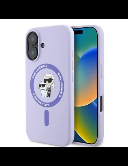 Case Karl Lagerfeld KLHMP16MSCMKCRHU Apple iPhone 16 Plus hardcase Silicone Karl&Choupette Heads Ring MagSafe purple