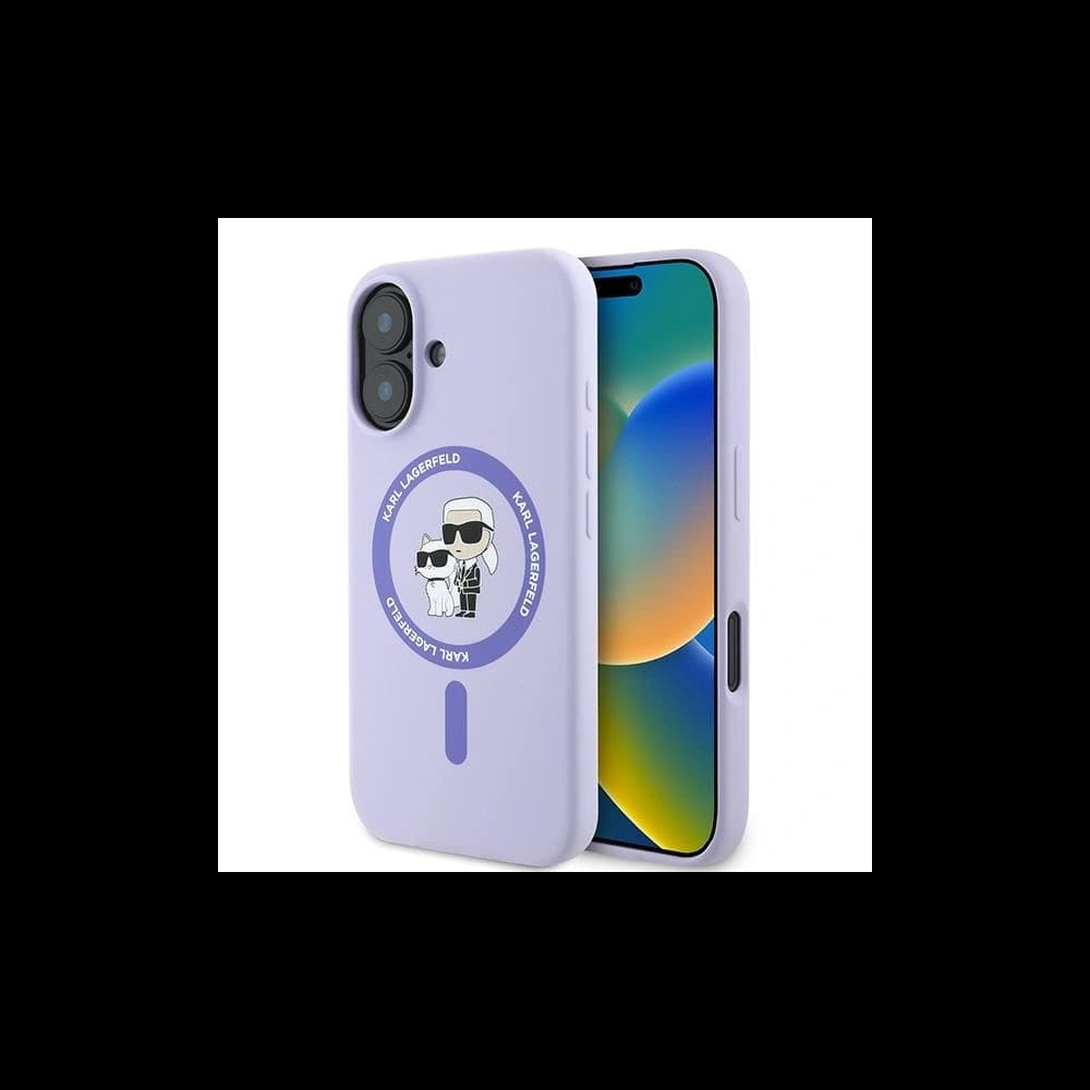 Case Karl Lagerfeld KLHMP16MSCMKCRHU Apple iPhone 16 Plus hardcase Silicone Karl&Choupette Heads Ring MagSafe purple - 1