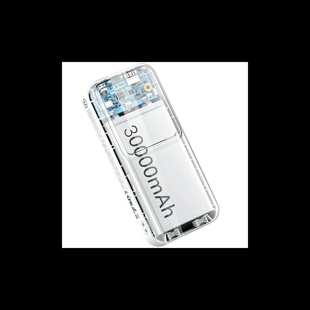 Baterie externă USAMS cu cabluri integrate USB-C + Lightning 30000mAh 20W PD+QC 3.0 Încărcare rapidă seria X-chel albă - 5