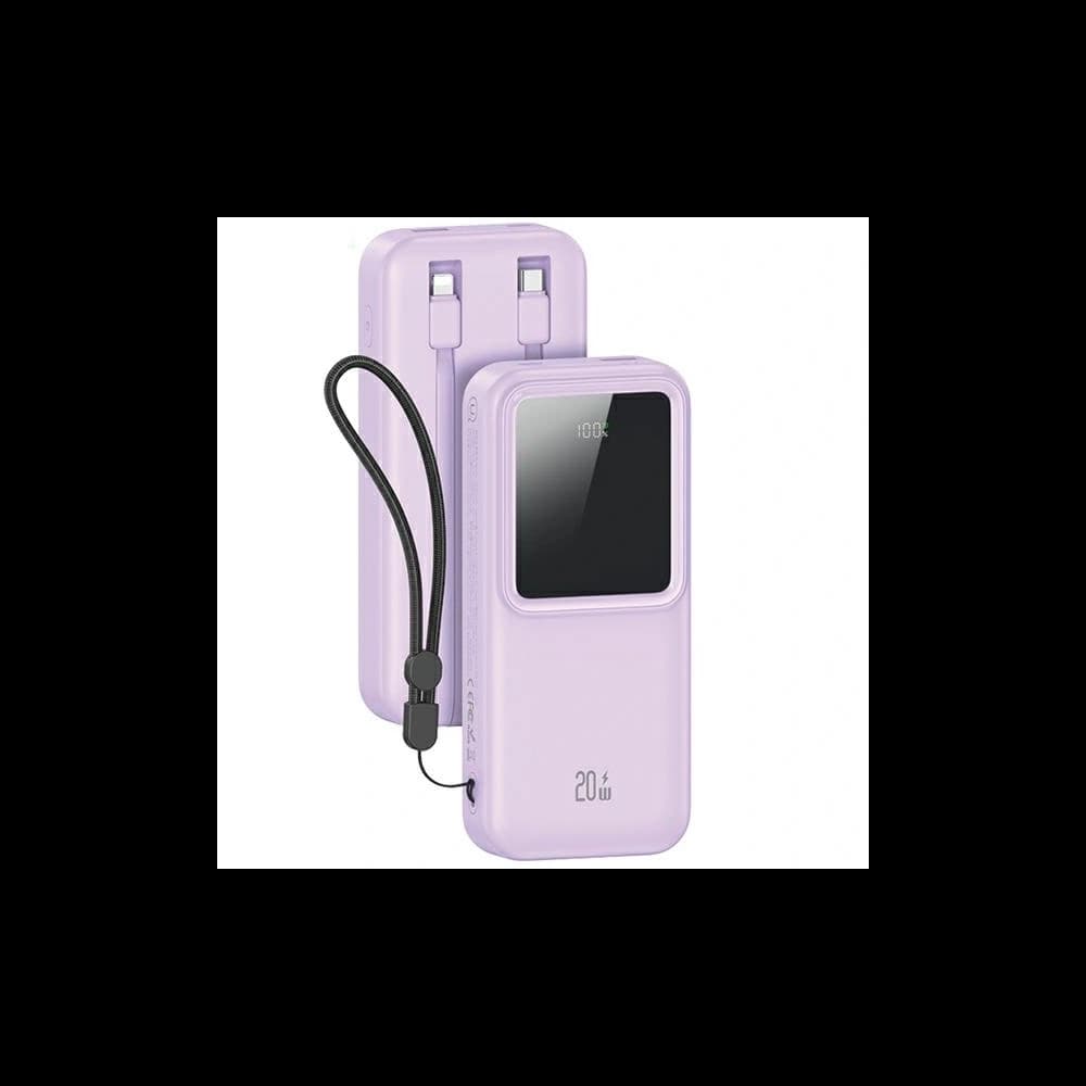 Baterie externă USAMS cu cabluri integrate USB-C + Lightning 30000mAh 20W PD+QC 3.0 Încărcare rapidă Seria X-chel violet. - 1