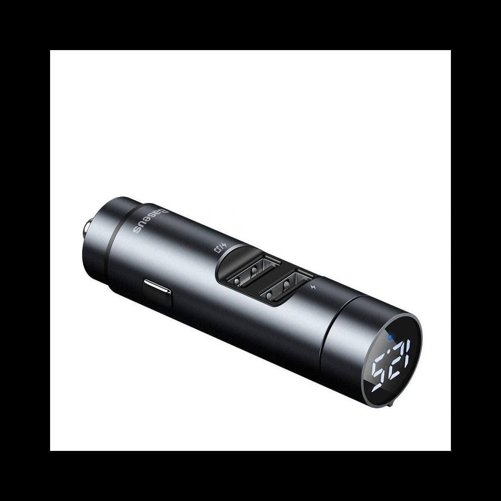 Transmițător FM Baseus Energy Column, Bluetooth 5.0, 2x USB, 3.1A (gri) - 3