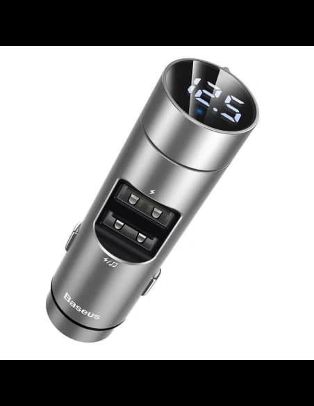 Transmițător FM Baseus Energy Column, Bluetooth 5.0, 2x USB, 3.1A (argintiu)
