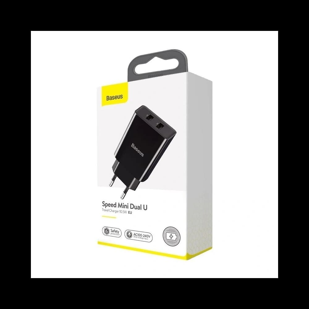 Nabíječka Baseus Speed Mini Dual Charger, 2x USB, 2A, 10,5W (černá) - 8