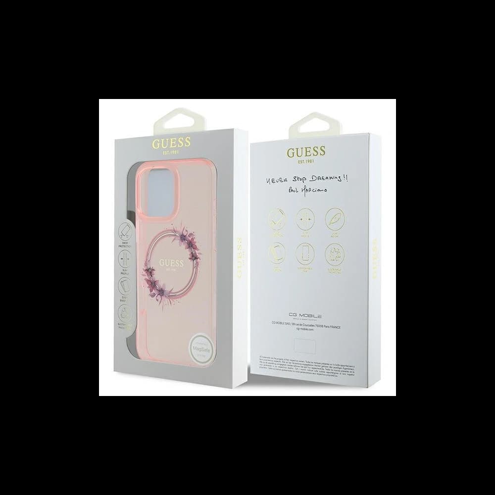 Guess GUHMP16XHFWFCP Apple iPhone 16 Pro Max Hardcase IML Blumenkranz MagSafe pink - 8