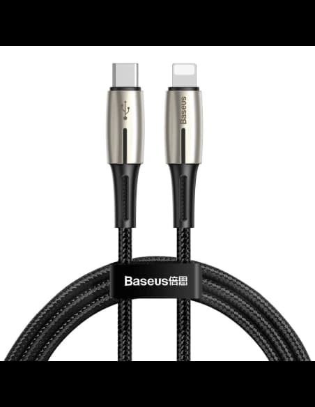 Kabel USB-C do Lightning PD Baseus Waterdrop s LED diodou, 18W, 1,3m (černý)