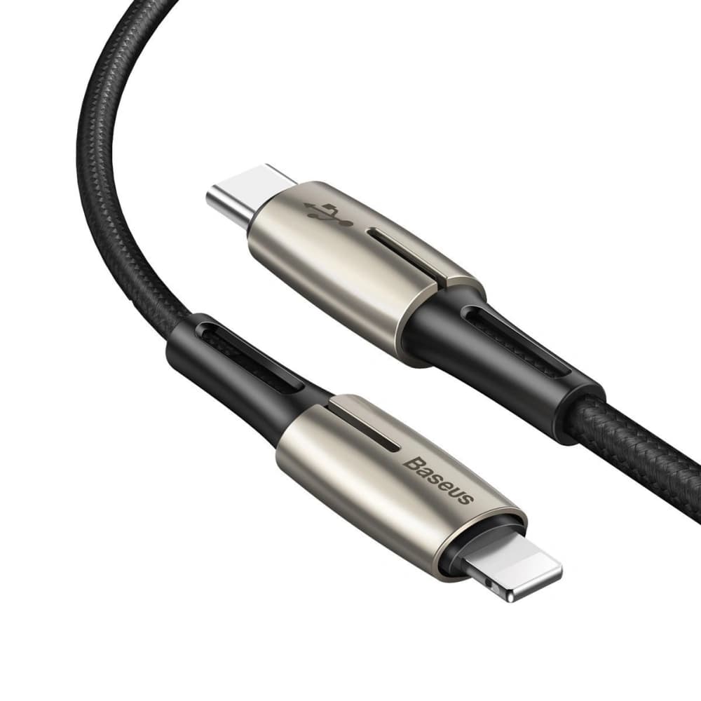 Kabel USB-C do Lightning PD Baseus Waterdrop s LED diodou, 18W, 1,3m (černý) - 2