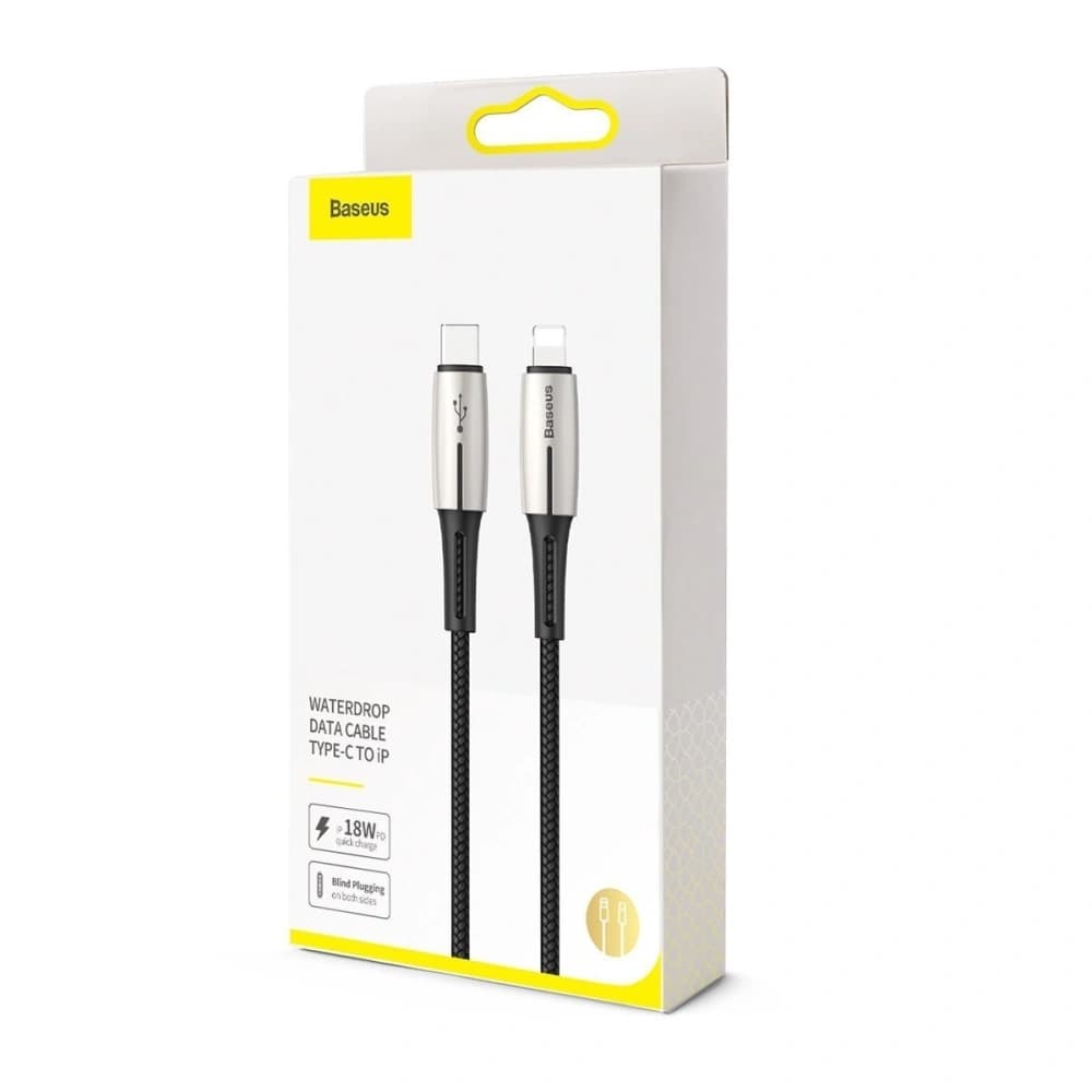 Kabel USB-C do Lightning PD Baseus Waterdrop s LED diodou, 18W, 1,3m (černý) - 7