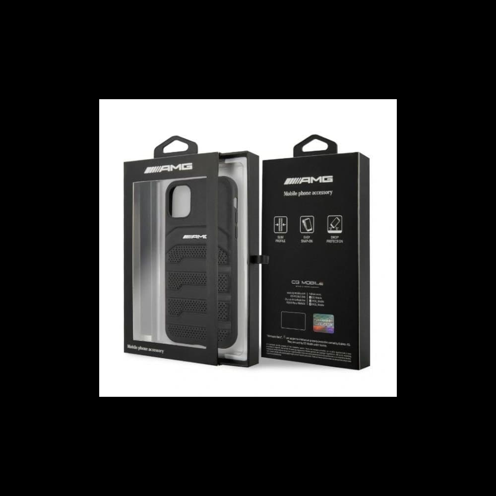 AMG AMHCN61GSEBK Apple iPhone 11 / XR hardcase Leather Debossed Lines black - 8