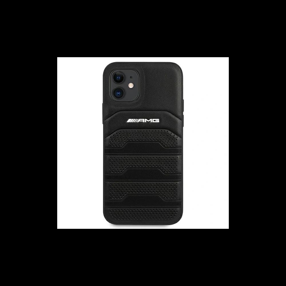 AMG AMHCP12SGSEBK Apple iPhone 12 mini kemény tok bőr dombornyomott vonalakkal fekete - 3