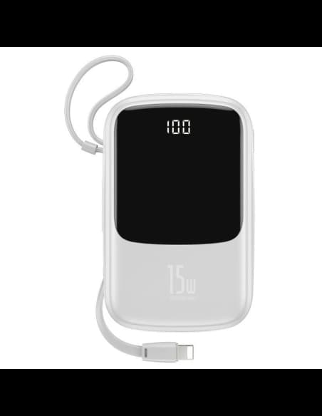 Powerbank Baseus Qpow s kabelem Lightning, 10000mAh, 3A, 15W (bílý)