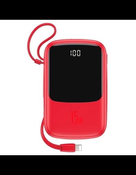 Powerbank Baseus Qpow s kabelem Lightning, 10000mAh, 3A, 15W (červený)