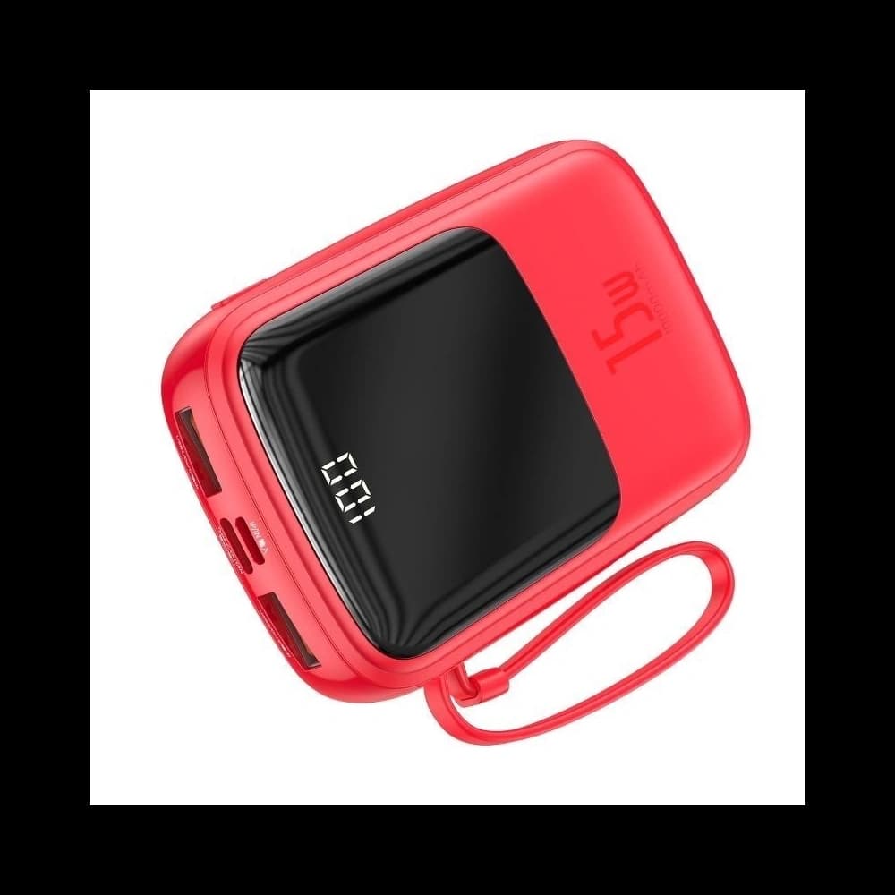 Baseus Q pow Digital Display 3A Powerbank 10000mAh (With IP Cable)Red - 3