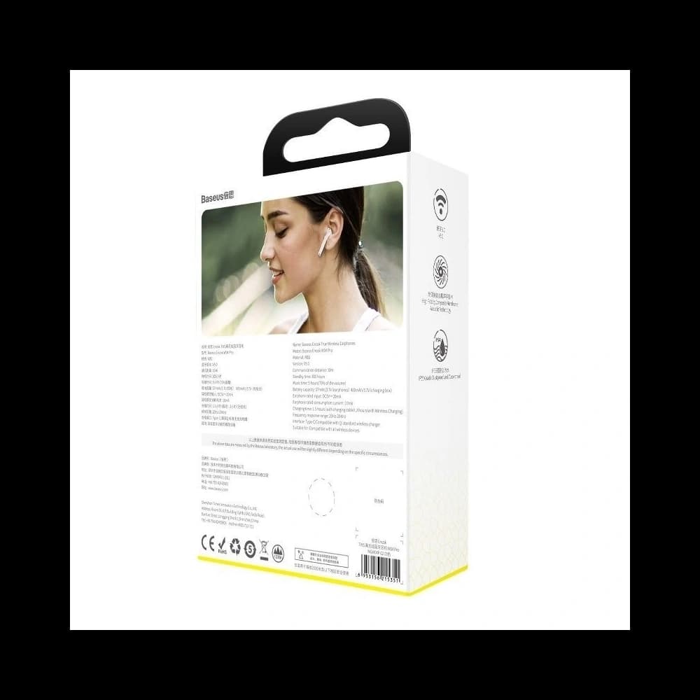 Căști wireless Baseus Encok W04 TWS, Bluetooth 5.0 (albe) - 8