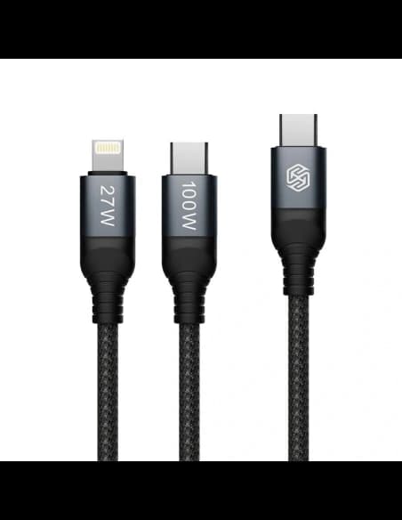 Kabel Nillkin Data Cable DualPower 2w1 USB-C PD 3.0 100W, Lightning PD 27W black
