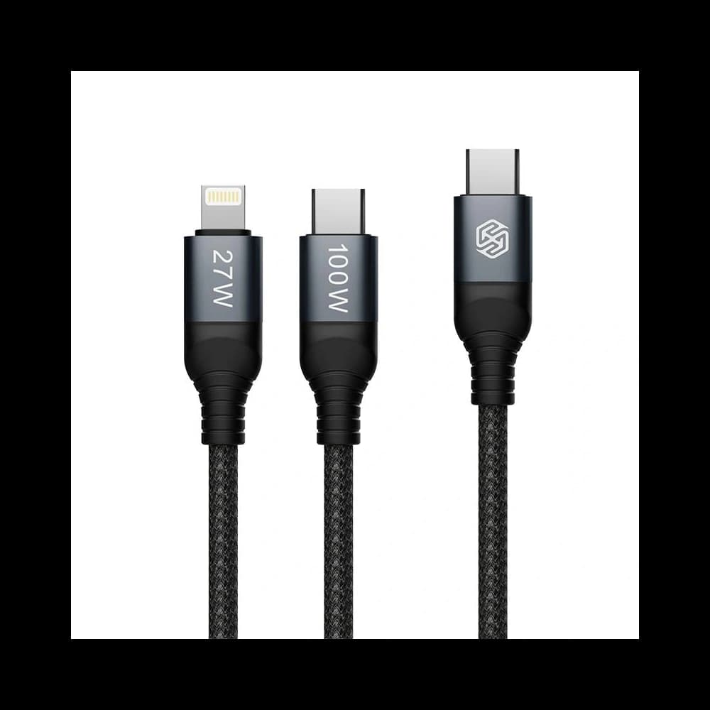 Kabel Nillkin Datenkabel DualPower 2w1 USB-C PD 3.0 100W, Lightning PD 27W schwarz - 1