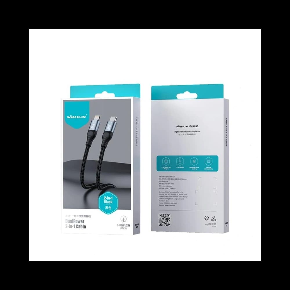 Kabel Nillkin Datenkabel DualPower 2w1 USB-C PD 3.0 100W, Lightning PD 27W schwarz - 4