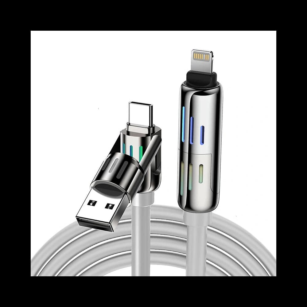 Blitzwolf BW-HDC6 4-in-1 USB-C / USB-A zu USB-C / Lightning Kabel 1.2m 240W RGB (grau) - 1