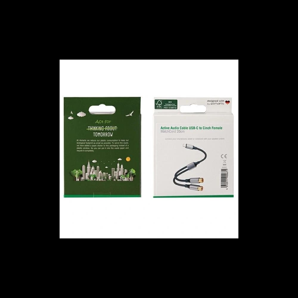 4smarts Audio USB-C / 2x cinch aljzat kábel 20cm fekete - 3