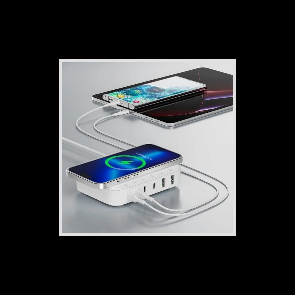 Nabíjecí stanice 7v1 4smarts 100W s bezdrátovým nabíjením bílá/white - 3